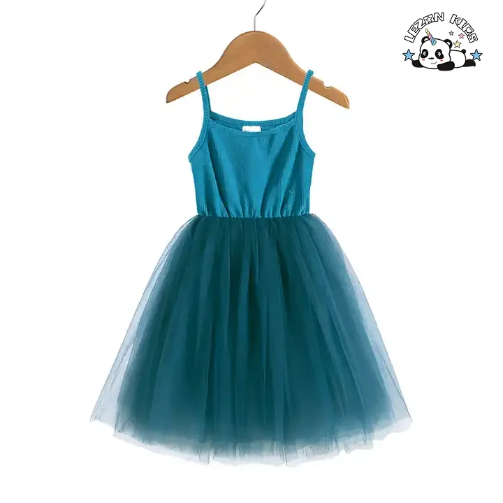 LEZONKIDS - Customizable Long Sleeve Tulle Sleeveless Princess Print Dress Girls Casual Summer Wedding Party ODM Flower Bow Decoration Dress